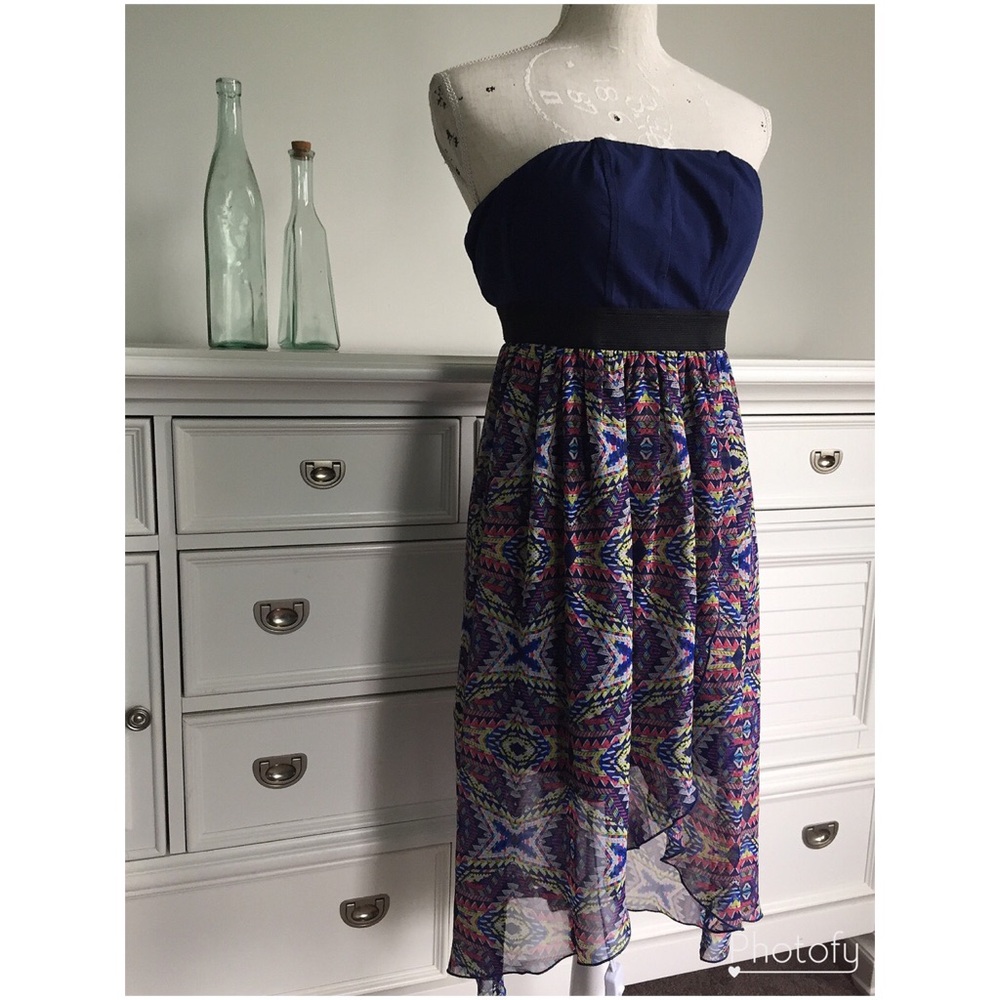 Strapless Flowy High-Low Dress by Fire Los Angeles